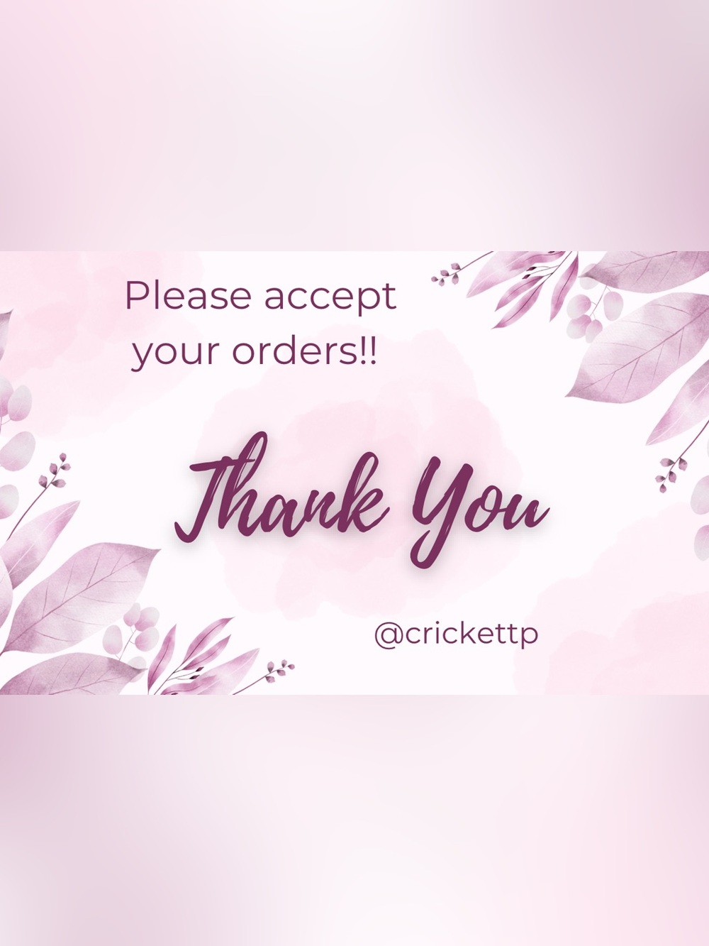 Please accept your orders!!